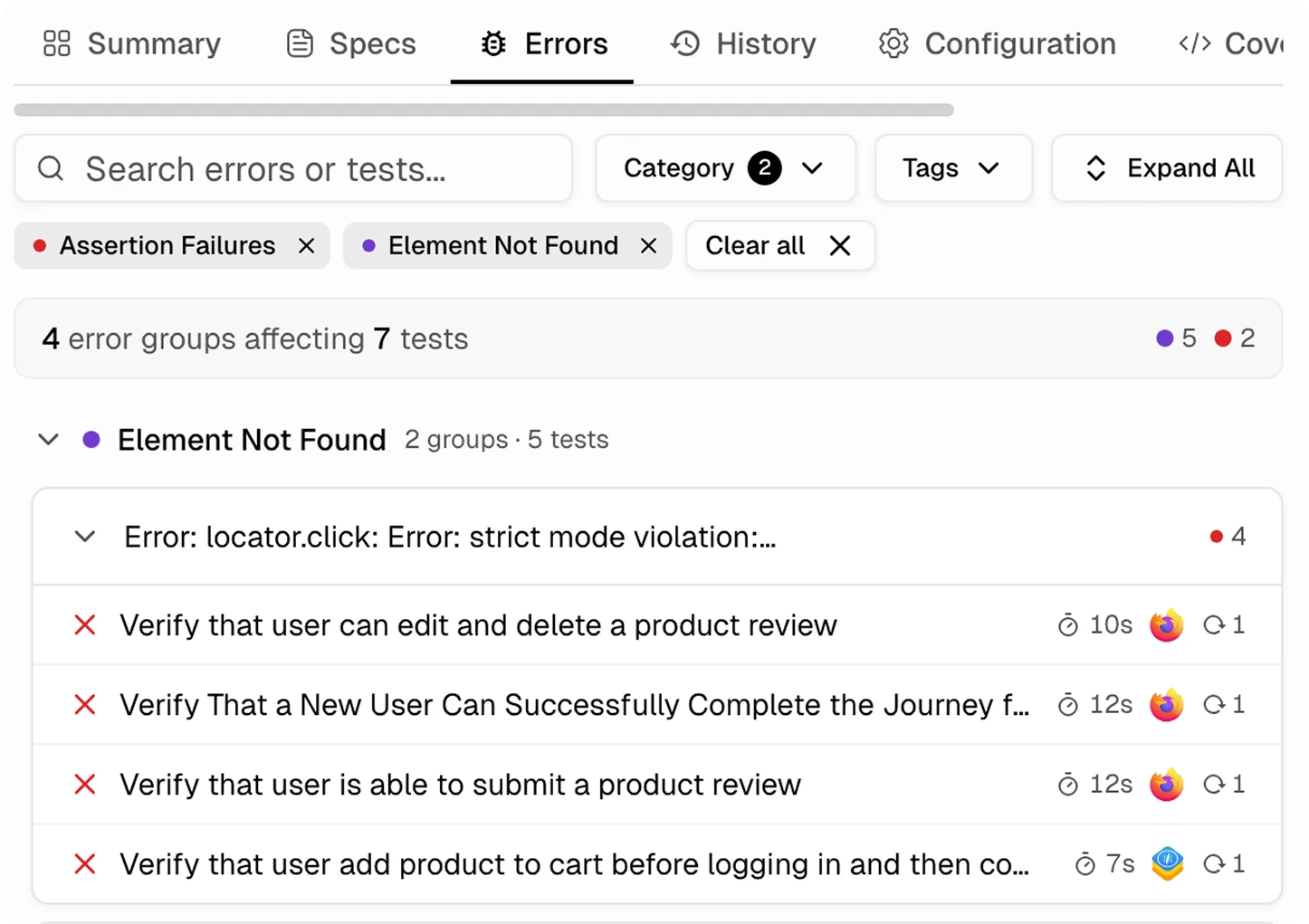 Full test failure analysis in one click