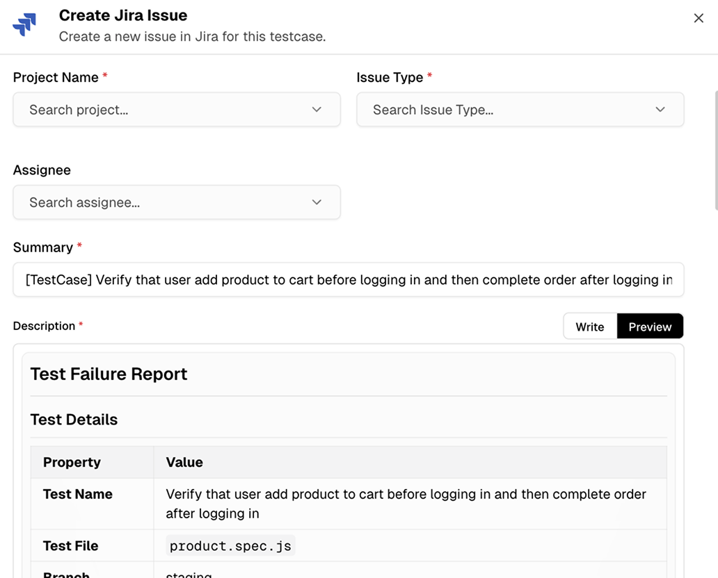 Playwright Bug Reports with Jira & Linear | TestDino