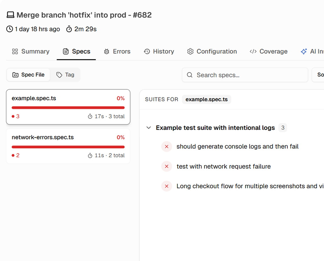 Avoid Spec Error Playwright Test Run Reports | TestDino