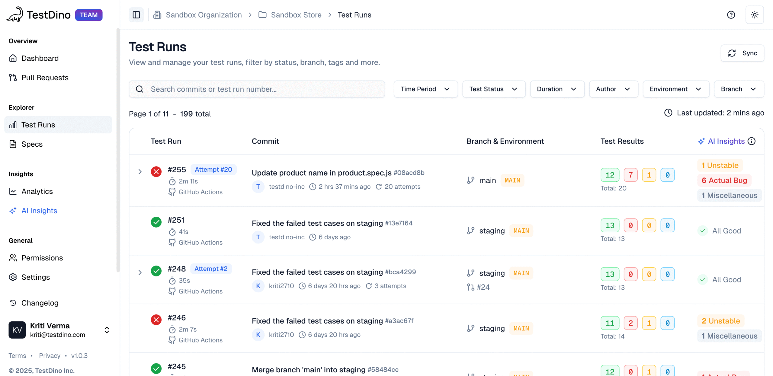Playwright Test Runs