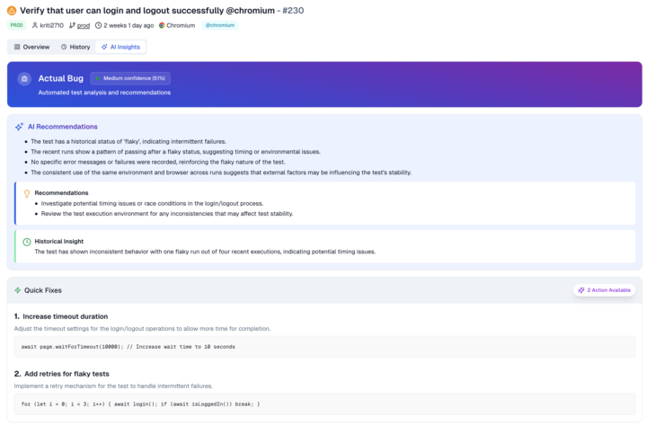 TestDino AI Insights