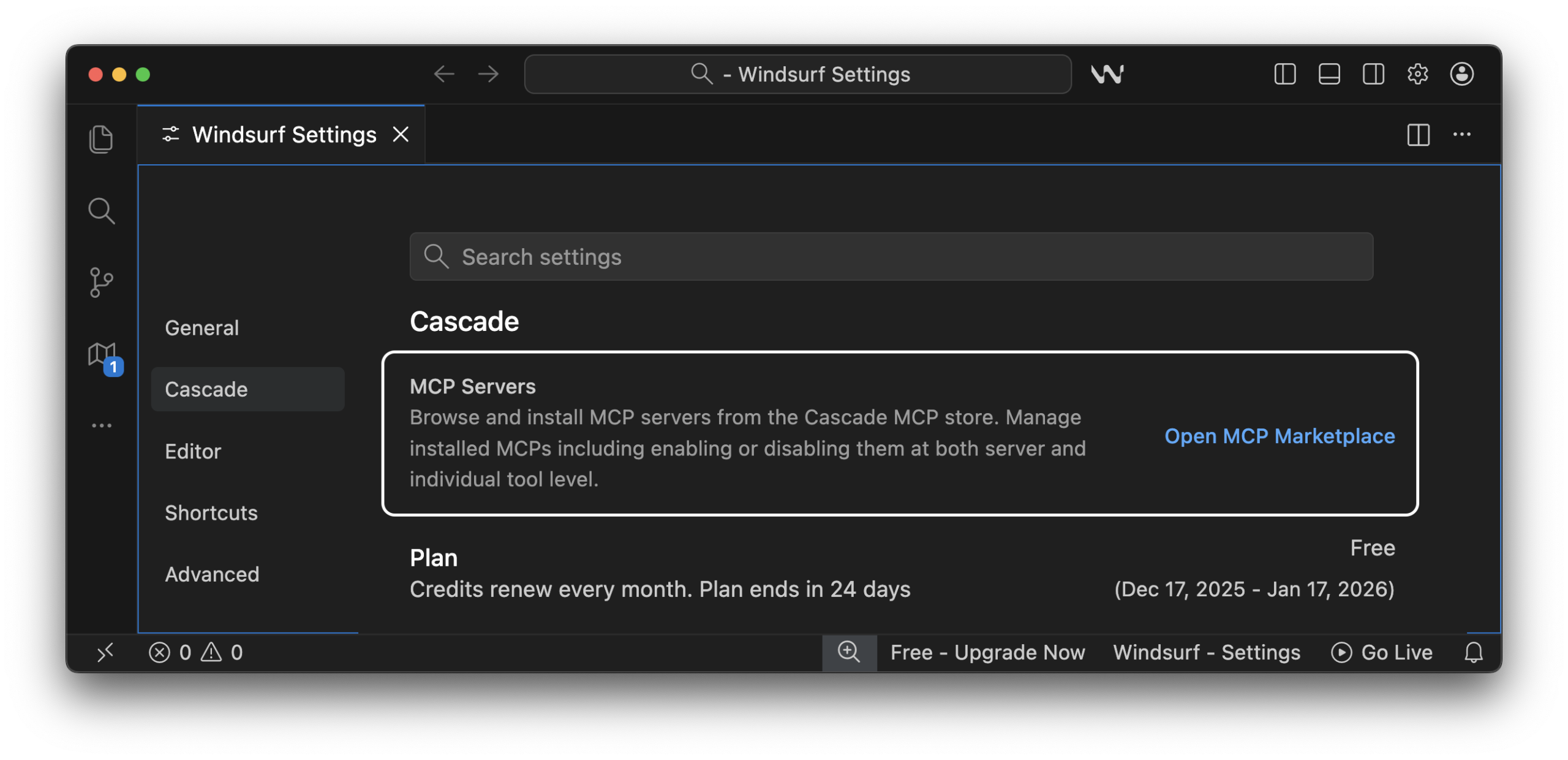 windsurf-settings-cascade-mcp-entry